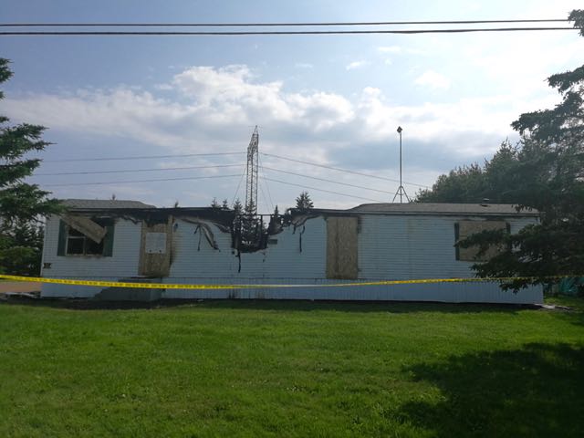 A bungalow gutted by fire.