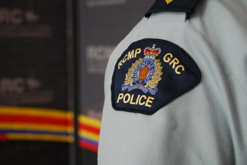 A shoulder of a an RCMP uniform.